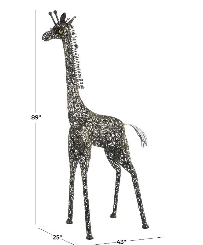 Black Metal Giraffe Indoor Outdoor Tall Garden Sculpture - Image 3